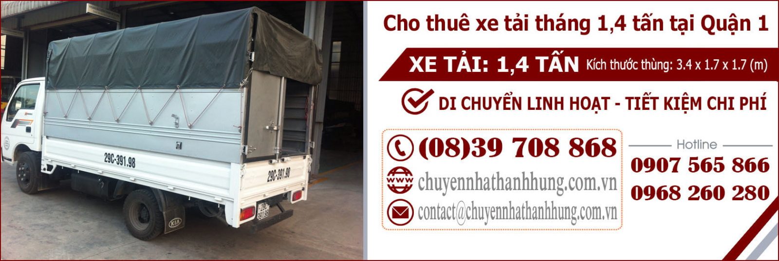 Cho thuê xe tải tháng 1,2t tại Bình Dương